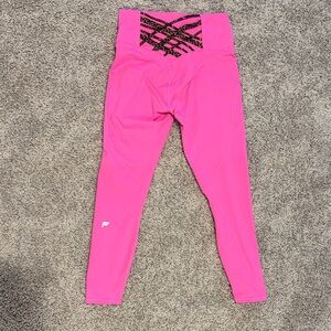 Fabletics Bright Pink with Animal Print Detail PowerHold Leggings
